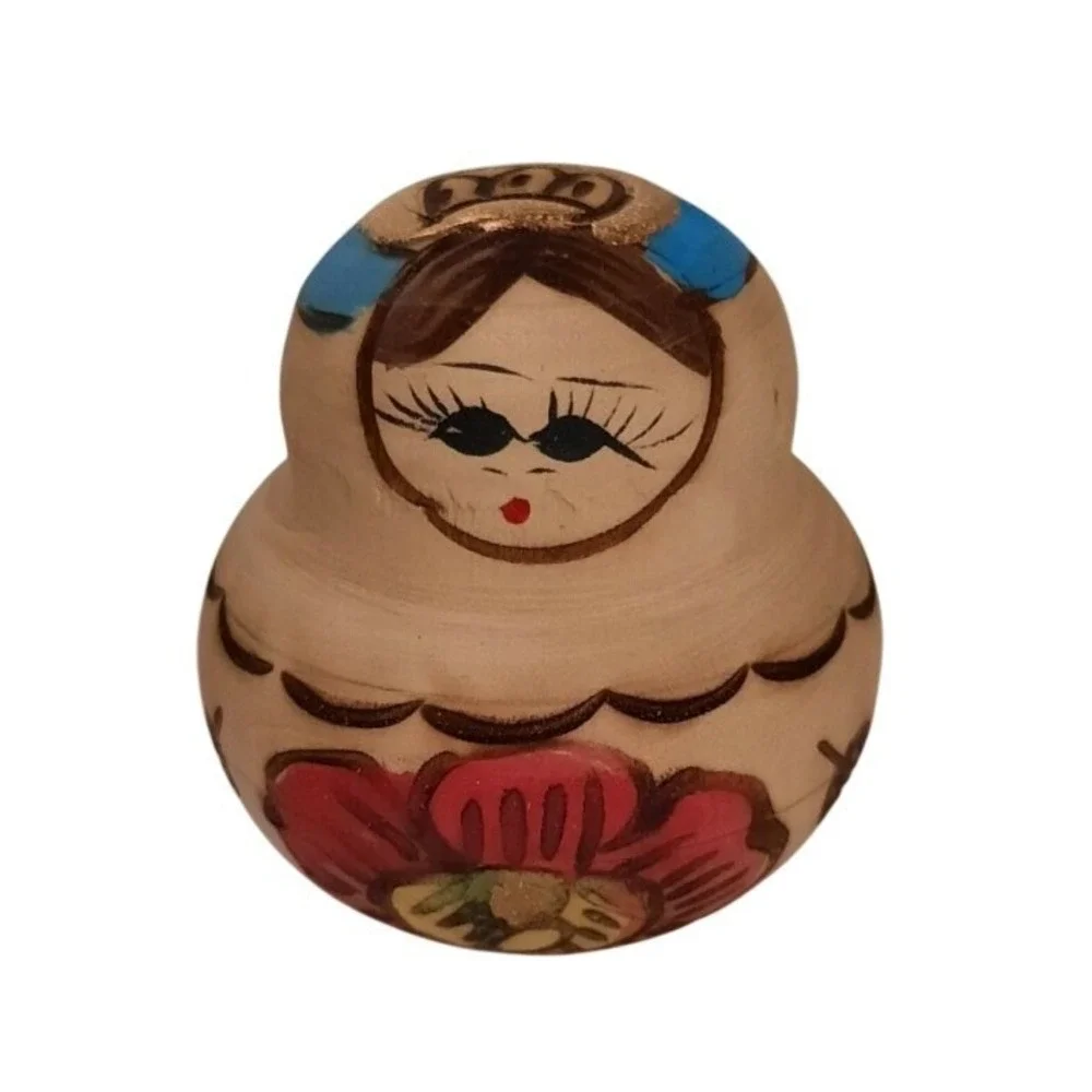 Vintage Russian Nesting Dolls Matryoshka Hand Painted Wood 8 Piece Set Floral